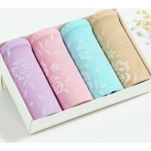 ZJX 4PCS/lot High Waist Panties Seamless Women Slimming Briefs Body Shaperwear Underwear Lady Sexy Lace Women Underpants