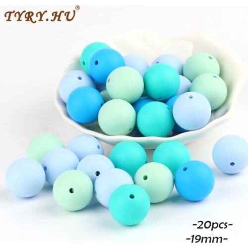 TYRY.HU 20Pcs 19mm Silicone Beads Round Shaped Baby Teething Chew Beads Necklace Food Grade Mom Nursing DIY Jewelry Baby Teether