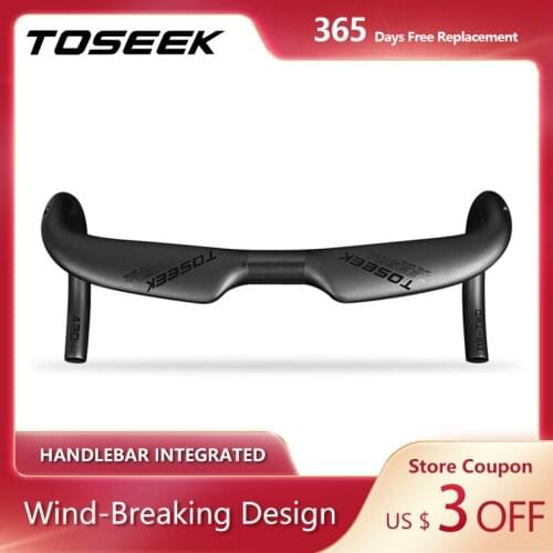 TOSEEK Full Carbon Road Bike Handlebar, Aero Wing, Internal Routing, UD Texture, Matte Finish