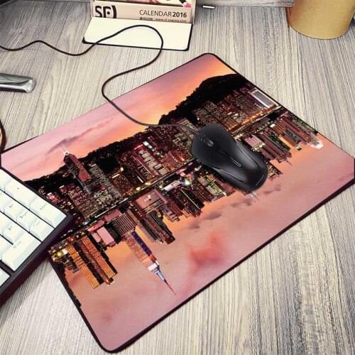 High Quality Hong Kong Nightscape Cityscape Office Mice Gamer Soft Mouse Pad Size for 18x22cm 21x26cm Small Mousepad