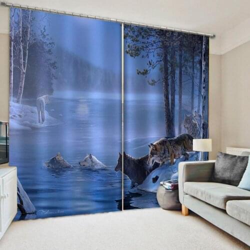 Custom photo blue scenery curtains animal curtain Bedroom living room windproof thickening blackout fabric