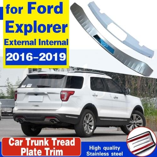 High-quality stainless steel Rear bumper Protector Sill Trunk Tread Plate Trim For ford Explorer 2016-2019,Car-Styling