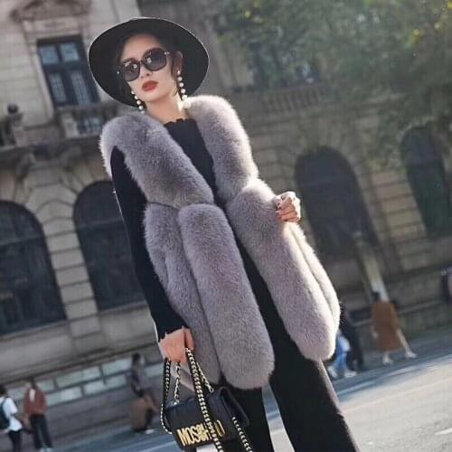 Rf0213 Real Fox Fur Vest Women 100% Real Fur Waistcoat High Quality High Street Fluffy Natural Fur Outwear
