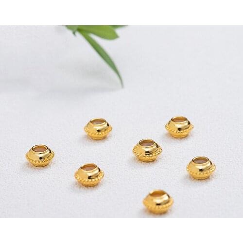 Gear-shaped 925 Sterling Silver Gold-plated Positioning Beads Adjustment Built-in Rubber Ring Jewelry DIY Accessories