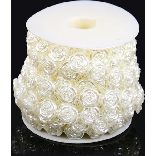 10 Meters Fishing Line Artificial Pearls Connection Beads Chain Rose Flowers for Wedding Paty Bridal Bouquet Decoration Supplies