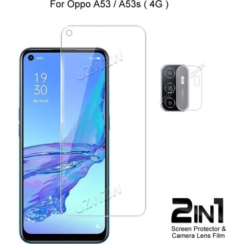 2 in 1 For Oppo A53 A53s Camera Lens Film & Screen Protector Guard Protective HD Tempered Glass Explosion Proof Anti-Shock