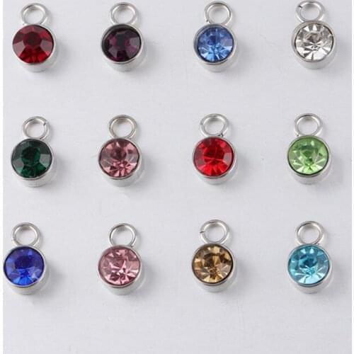 12pcs/lot Charms Jewelry DIY Making Findings Colorful Crystal Birthstone Charms Necklace Pendant Bracelet Handmade Accessories