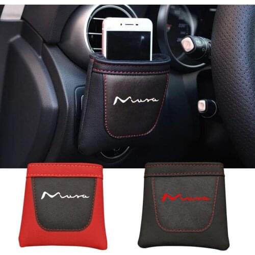 Clip on Air Outlet Car Air Vent Stow Tidy Storage Pu Leather Bag Coin Bag Case Car Phone Holder For Lancia Musa