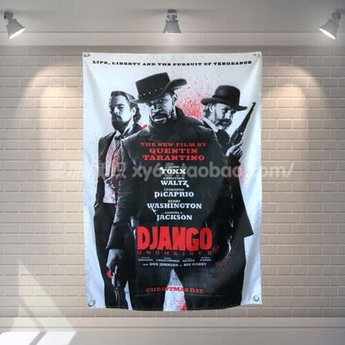 "Django Unchained" Movie Banners Hanging Flag Poster Wall Sticker Cafe Restaurant locomotive club Live Background Decoration