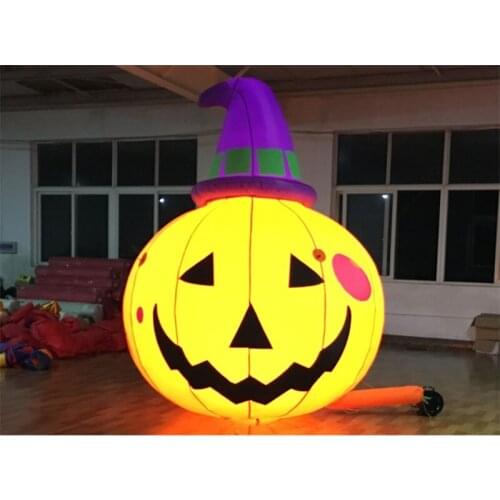 Free Shipping Halloween Inflatable Pumpkin Lantern Witch with Built-In Fan and LED Lights Outdoor Amusement Park Decoration