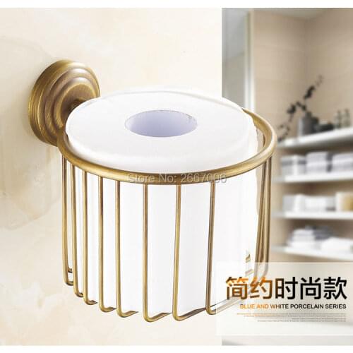 Free Shipping Classic Design Antique Brass Finish Bathroom Accessories Wall Mount Roll paper holder Shampoo Basket Shelf ZR2344