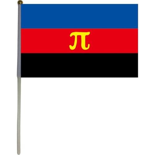 Free shipping xvggdg 100pcs 14 * 21cm Custom Hand Flag LGBT Polyamorous Pride Flag