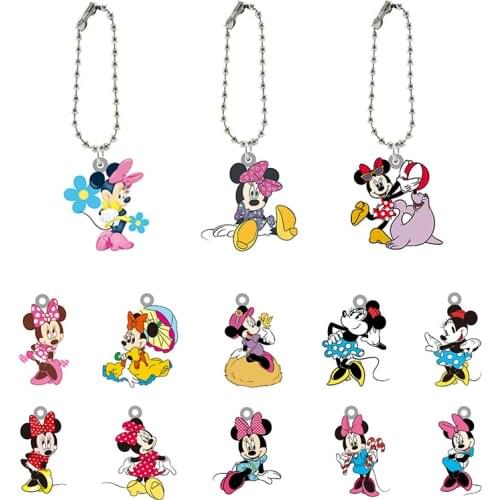 Disney New Trend Minnie Mickey Mouse Dancing Shape Acrylic Jewelry Keychain Boys And Girls Cartoon Fashion Jewelry Keychain