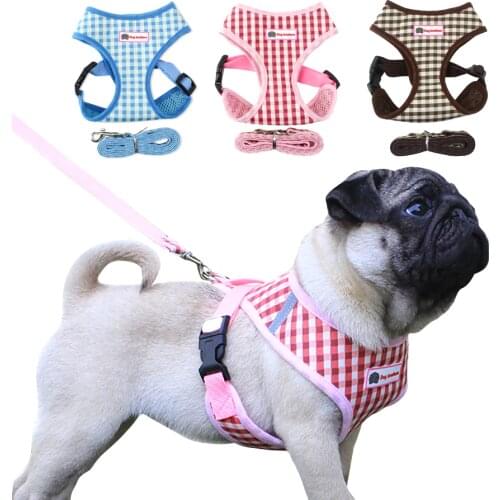 Breathable Small Dog Harness and Leash Set Pet Cat Vest Harness Collar Mesh Padded For Small Puppy Dogs Chihuahua Yorkies Pug
