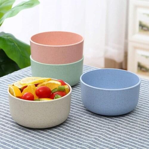 Eco-friendly Wheat Straw Bowl Cup Plate Single Pack Cereal Bowl Fruit Fork Gift Gift Tableware Rice Plastic Bowl Household