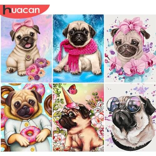 HUACAN 5D DIY Diamond Painting Dog Picture Of Rhinestone Diamond Embroidery Animal Diamond Mosaic Cross Stitch Home Decor
