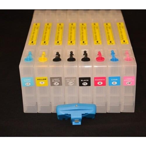 INK WAY T5631-T5639 T5621-T5629, 8 X Refillable Cartridges For EPSON Stylus Pro 7800 9800 Cartridges ,chip resetter FREE