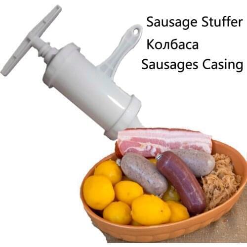 New 15m*44mm Dry Salami Collagen Meat Sausages Casings Filler Shell for Sausage MakerMachine+Manual Sausage Meat Fillers Machine