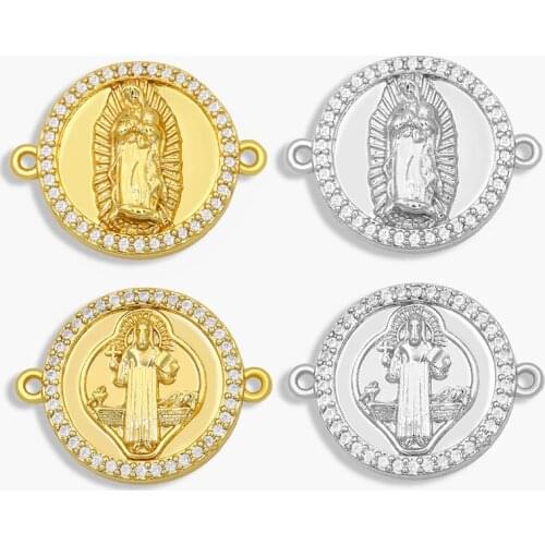 OCESRIO DIY CZ Virgin Maria Charms Jesus Bracelet Charm Decoration For Hand Made Chains Necklace Jewelry Making Supplies chma018