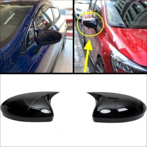 2 Pieces High Quality ABS Plastic Bat Style Mirror Covers Caps RearView Cover Compatible Piano Black For Renault Clio 5 MK5