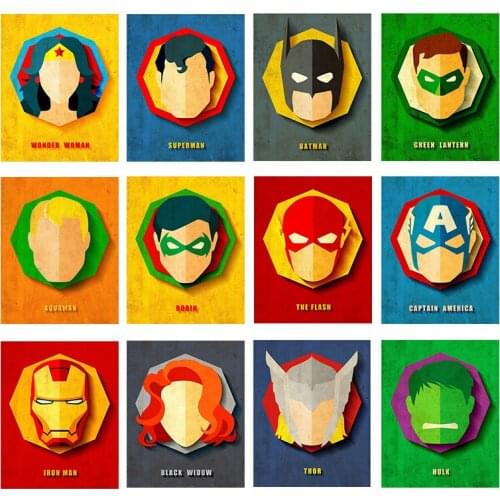 Marvel Avengers Cartoon Canvas Painting Superhero Posters and Print Art Print Mural Boy Room Home Wall Decoration Kids Gifts