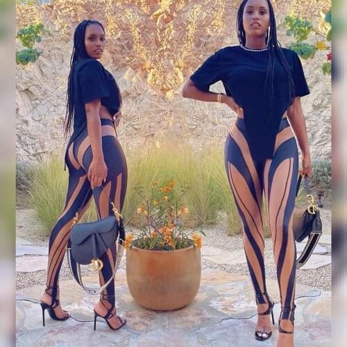 European and American Fashion Womens Summer New Style Printed High-waisted Slim-fitting Casual Trousers Leggings