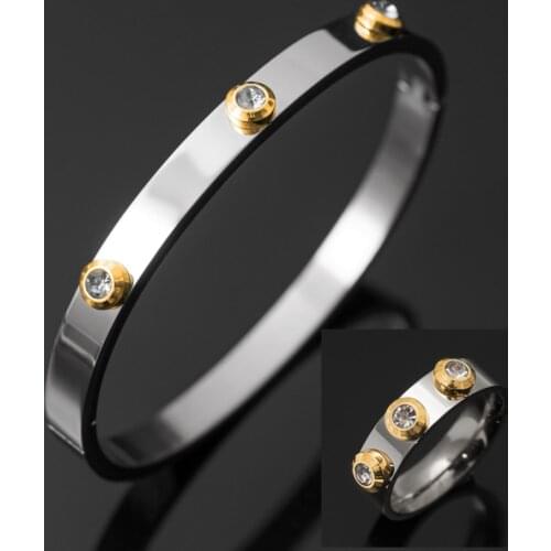 Stainless Steel Roman Elements CZ Crystal Jewelry Set Classic Gold Color Rings For Women Men Wedding Party Jewelry