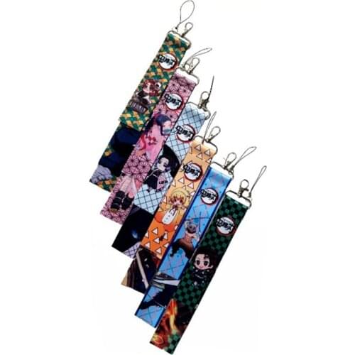 New Arrival 1 Piece High Quality Anime Demon Slayer Keychains Fashion Mobile Phone Wrist Strap Cute Cartoon Lanyard for Keys