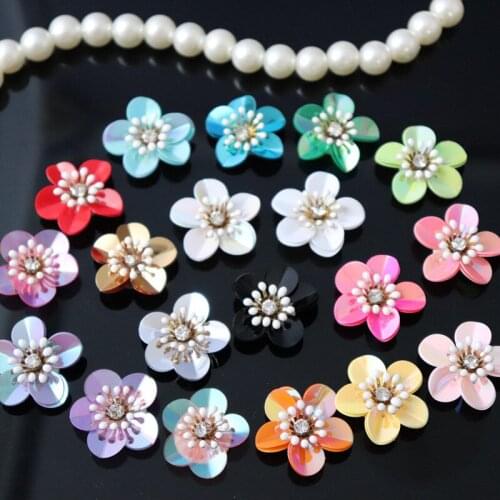 New Arrival Colorful Sequins Flower Patches Applique Sew On Clothes Or Bags Decorative Badges Supplies 10PCS/LOT 2.5CM EP6004