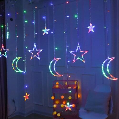 Holiday Lighting EU 220V Moon Star Lamp LED Fairy String Lights Garland Decor for Home Ramadan Decorations Lights Wedding Decor