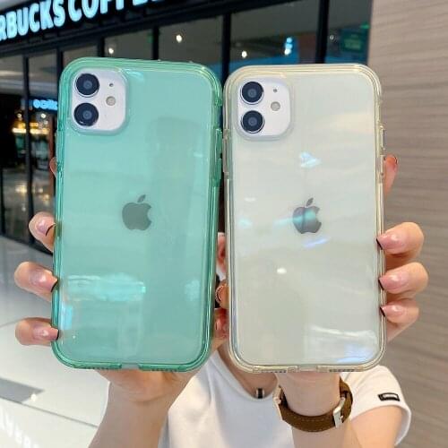Transparent Candy Color Soft Phone Case For iPhone 11 12 Pro Max XS Max X XR 7 8 Plus Mini SE 2020 TPU Bumper Back Cover Capa