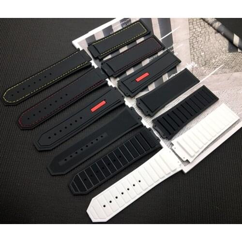 Black 29*19mm nature Silicone rubber watchband watch band for Hublot strap for king power series logo on free tools 24mm buckle