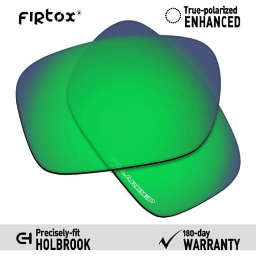Firtox Anti-Seawater Polarized Lenses Replacement for-Oakley Holbrook OO9102 Sunglasses (Lens Only) - Green Mirror