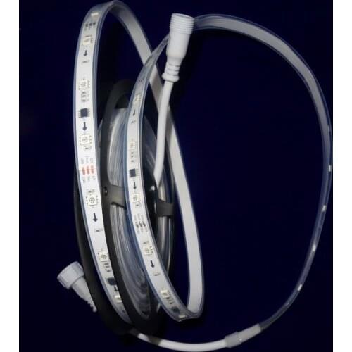 5m DC12V WS2811 150LEDs (10pixes/m) led digital strip;waterproof in silicon tube;IP66;WHITE PCB;with 13.5mm 3 core pigtail