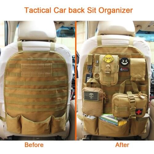 Tactical Car Back Seat Organizer Multi-function Hunting Accessories Storage Pocket Military Outdoor Pack Molle Seat Cover Bag