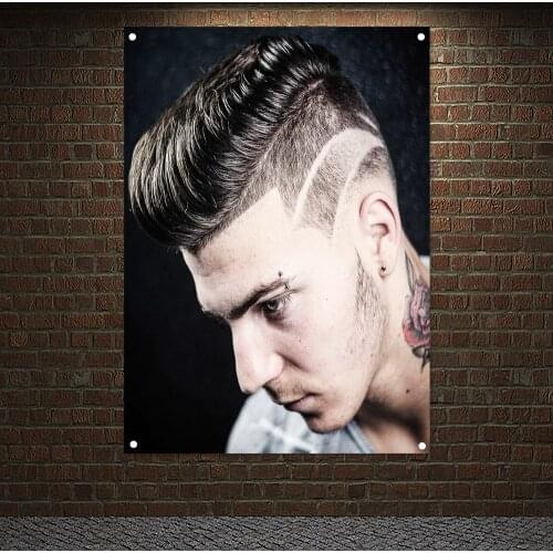 Barber Shop Decoration Banner Disconnected Pompadour Hair Design Poster Carving Hairstyle Wallpaper Wall Hanging Canvas Painting