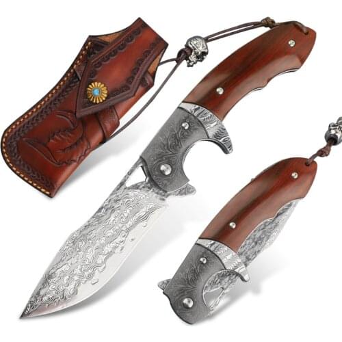 Outdoor Hunting Survival Tactics Multifunctional Portable Fashion EDC Tool Sharp Damascus Steel Pocket Folding Knife for Men