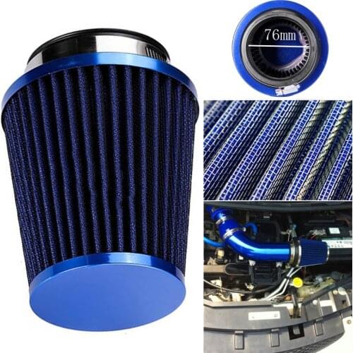 Universal Blue Finish Car Air Filter Induction Kit High Power Sports Mesh Cone