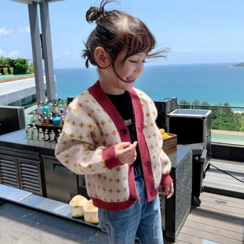 2021 Spring Girls' Cardigan New Childrens Sweater Coat Baby Girl Fashion Long Sleeve Top Sweater