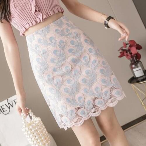 Lace Skirt Spring/summer 2021 New High Waist A Line Skirt Package Hip Skirt Bandage Skirt