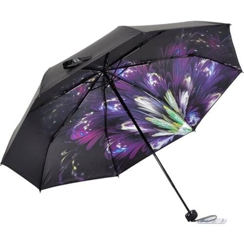 Sun Protection UV Protection Sunshade Rain and Rain Dual-Purpose Sun Umbrella Vinyl Three-Fold Umbrella Peacock Umbrellas