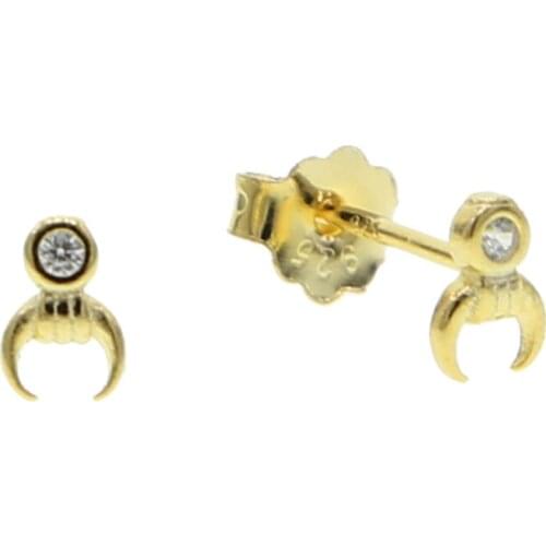 100% 925 Sterling Silver Jewelry Fashion Cute Tiny Crescent Moon Stud Earrings for Women Korean Minimalist Earrings Jewelry