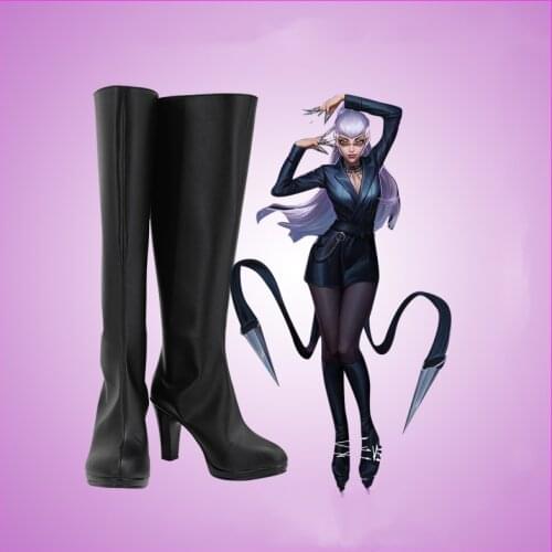 LOL KDA Girl Group The Baddest Agonys Embrace Evelynn Shoes Women Black High Boots Custom-made