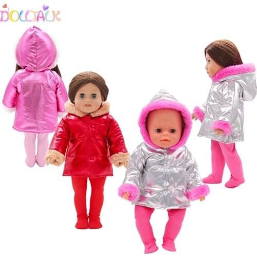 Winter Cotton Doll Clothes For 43cm New Baby Doll Cute Hoodie With Plush Suit Clothes For 18 inch Ameican Our generation Dolls