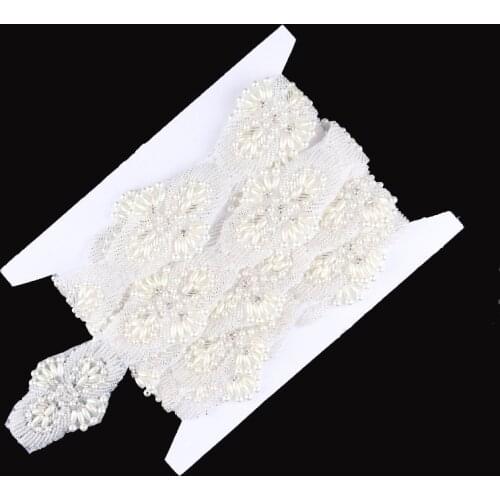 1Yard 9CM Fashion Luxury Pearl Rhinestone Applique Trim Artificial Flatback Crystal Beaded Chain Trim For Dress/Hair/Shoes