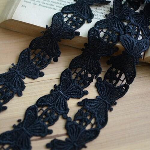 10Yards Black Lace Trim New Fashion Guipure Butterfly Pattern Applique Sewing DIY Sew On Embroidered Craft Net Trim Supplies