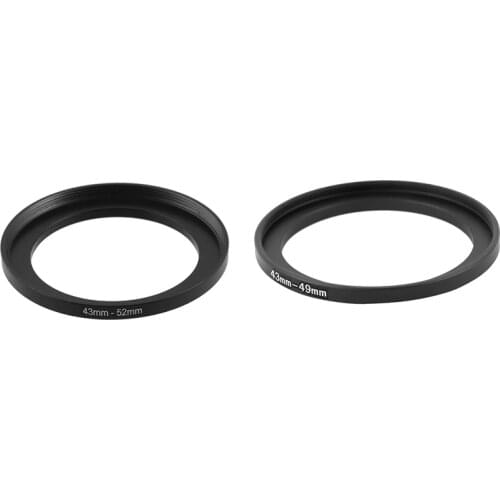 2x Camera Repairing 43mm to 52mm/43mm to 49mm Metal Step Up Filter Ring Adapter