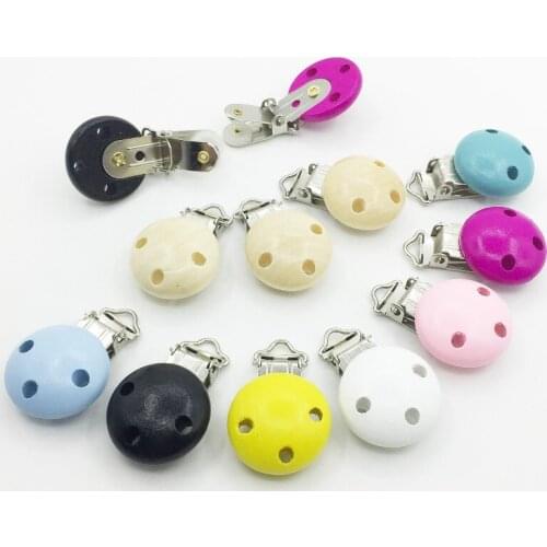 20 Pacifier chain clip, pacifier clip pins, wooden clip selectable Silicone Teething Beads Suspender Clip Round and Flat