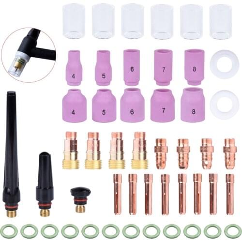 49Pcs TIG Welding Torch Stubby Gas Lens For WP17 WP18 WP26 TIG 10 Pyrex Glass Cup Spares Kit Durable Practical Accessories