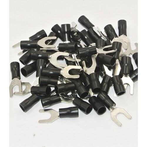 500PCS 14-12AWG #10 Black Insulated Fork Wire Connector Electrical Crimp Terminal